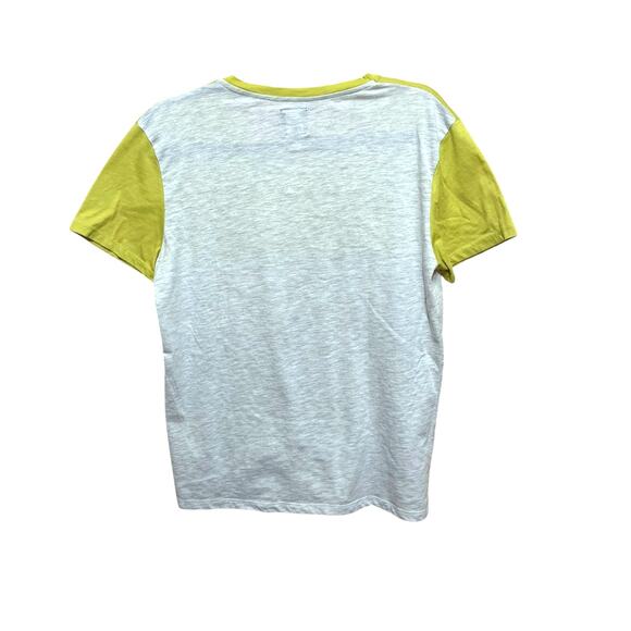 Zara Man Basic Colorblock Crewneck T-Shirt| L Short Sleeves Yellow Gray Casual - Picture 2 of 9